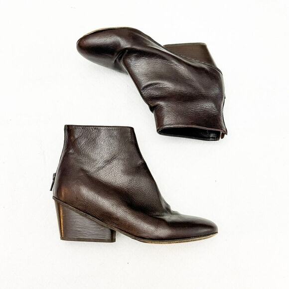 Sesto Meucci Chocolate Leather Round Toe Heeled Bootie Size 8.5 Italy - Picture 6 of 6